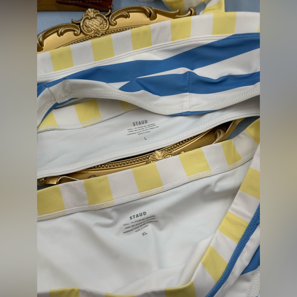 🆕 STAUD 🧿 NWT ColorBlock Stripe Bikini Set: Liv Top Sz L + Devon Bottom Sz XL - Picture 12 of 16